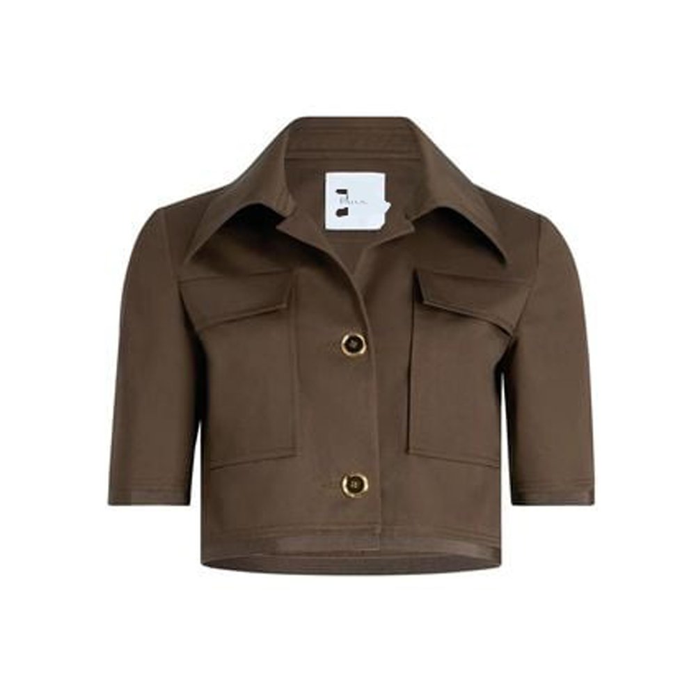patou-designer-Brown-Short-Sleeved-Cropped-Jacket