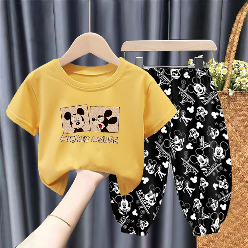 Children-s-Set-Summer-Thin-Children-s-Clothing-Baby-Short-Sleeved-T-Shirt-Mosquito-Proof-Pants-Nine-Quarter-Pants-Single-Set