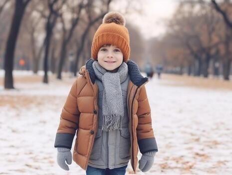 kid-enjoys-a-leisurely-walk-in-a-winter-day-ai-generative-photo